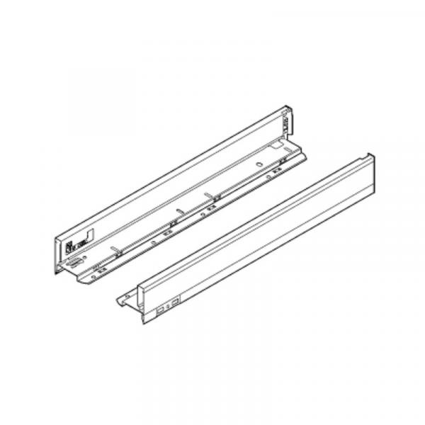 Schubkasten-Bausatz, Legrabox, Zargenhöhe 90 mm, Systemhöhe M, mit Korpusschiene 40/70 kg Blumotion